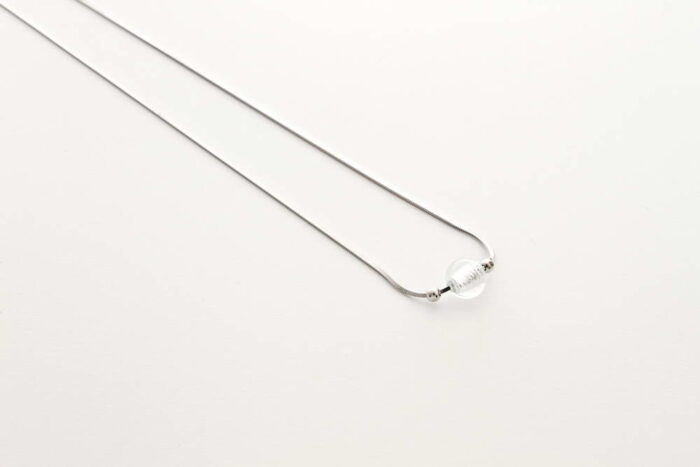 Glass and silver leaf necklace, crystal silver