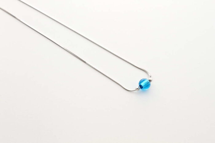 Glass and silver leaf necklace, turquoise