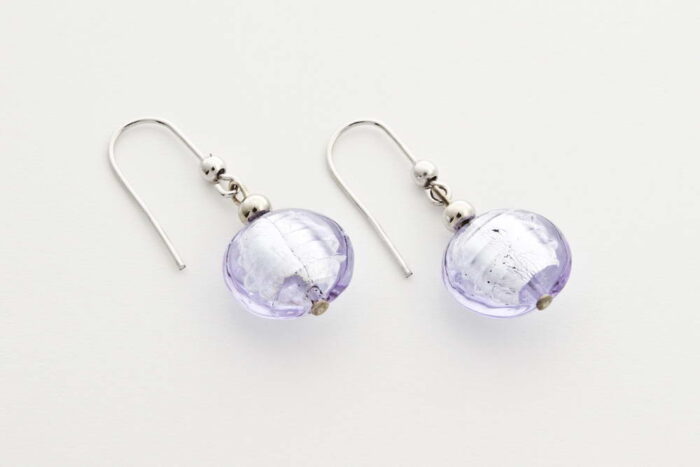 Glass and silver leaf earrings, alexandrite