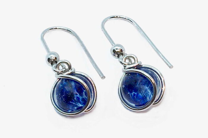 Aventurine earrings, blue aventurine