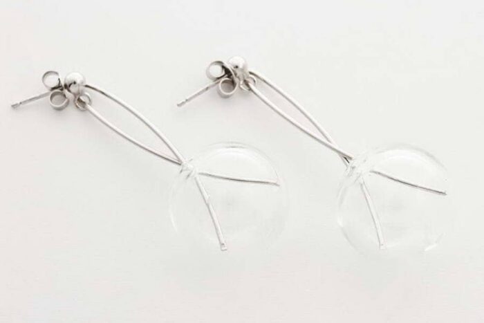 Blown glass earrings, crystal
